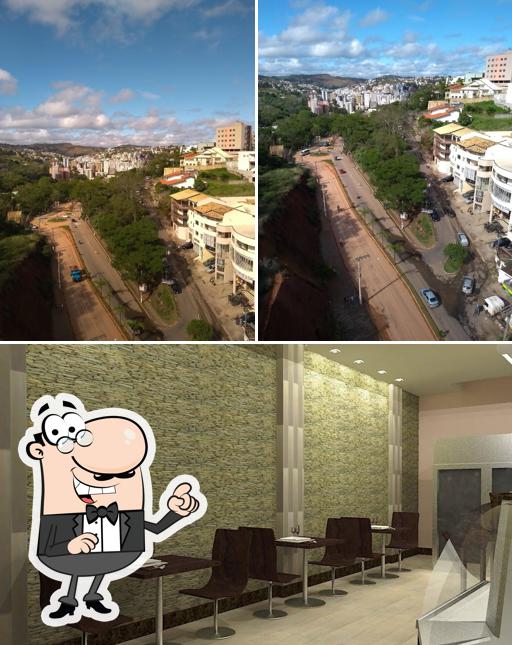 A ilustração a Cafeteria Viena’s exterior e interior