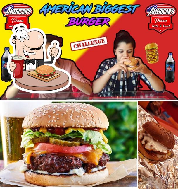 Get a burger at American's Pizza With A Twist