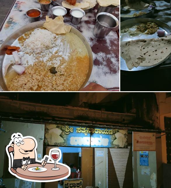 Check out the picture depicting food and exterior at Hotel Satyanarayana