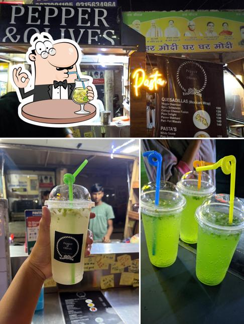 Check out the picture showing drink and interior at Pepper & Olives