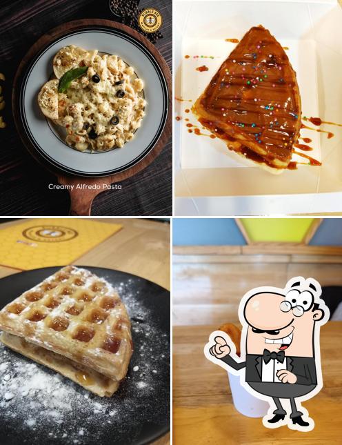 Take a seat at one of the tables at Bubble Bee Waffles & tea