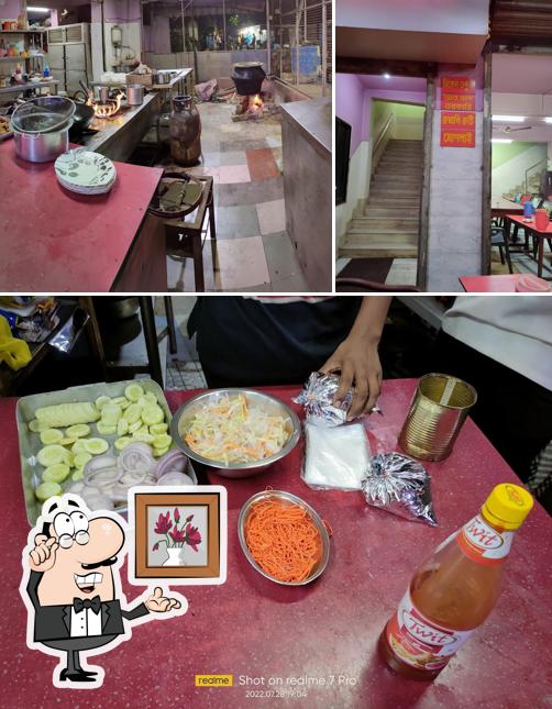 The restaurant's interior and food