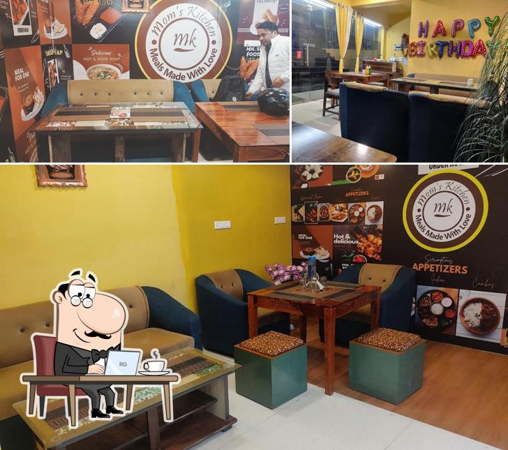 This is the image showing interior and food at Mom's Kitchen
