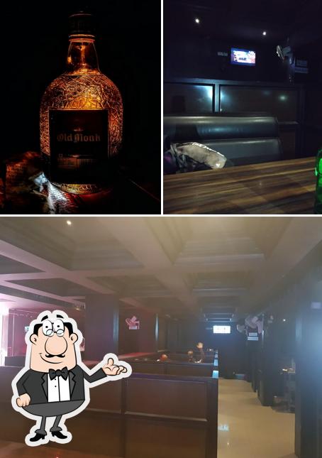 The restaurant's interior and alcohol