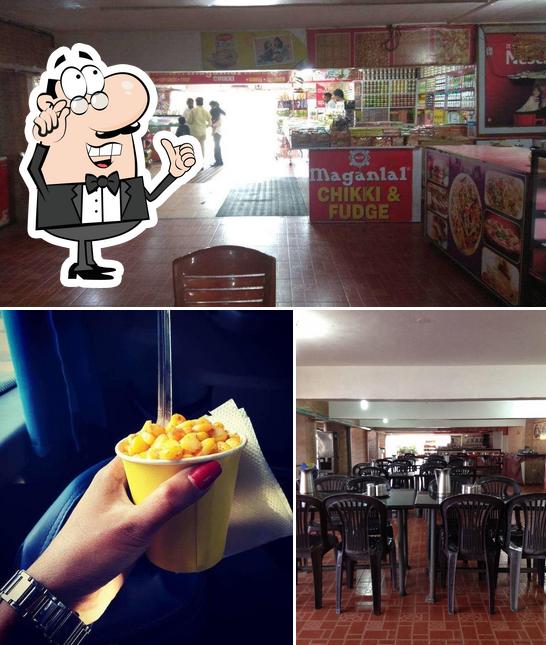 The restaurant's interior and food