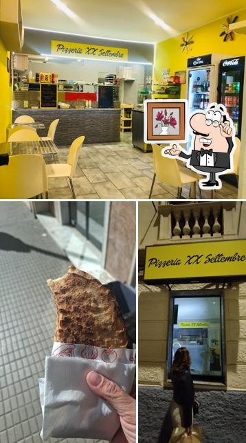 Tra le diverse cose da Pizzeria via XX settembre si possono trovare la interni e cibo