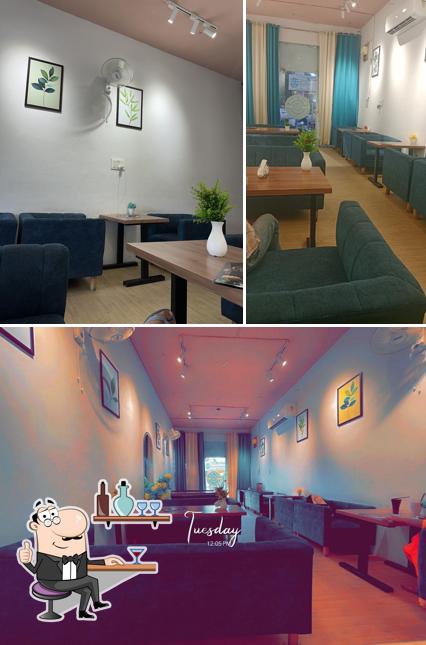 The interior of Black beans cafe