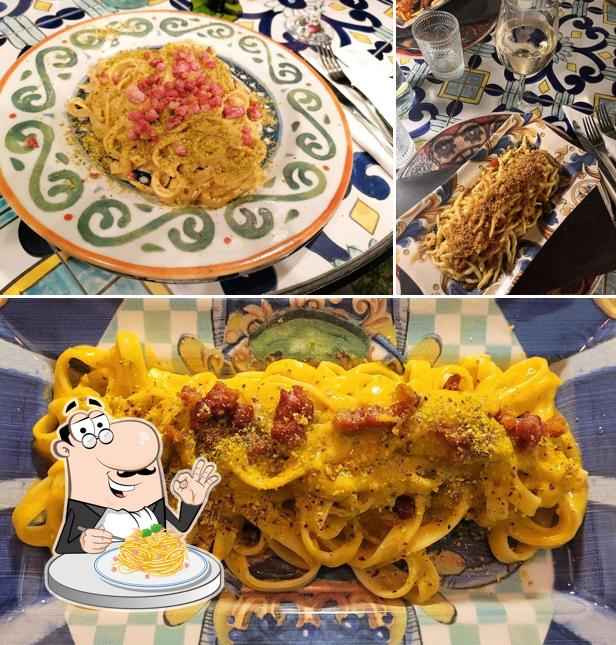 Spaghetti alla carbonara al Bistrò Siciliano Con Giardino Paradiso