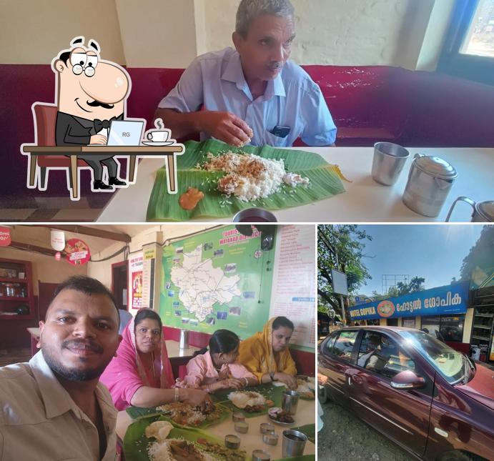 The picture of interior and exterior at Gopika Hotel