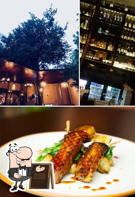 Check out the picture showing exterior and food at Bohca