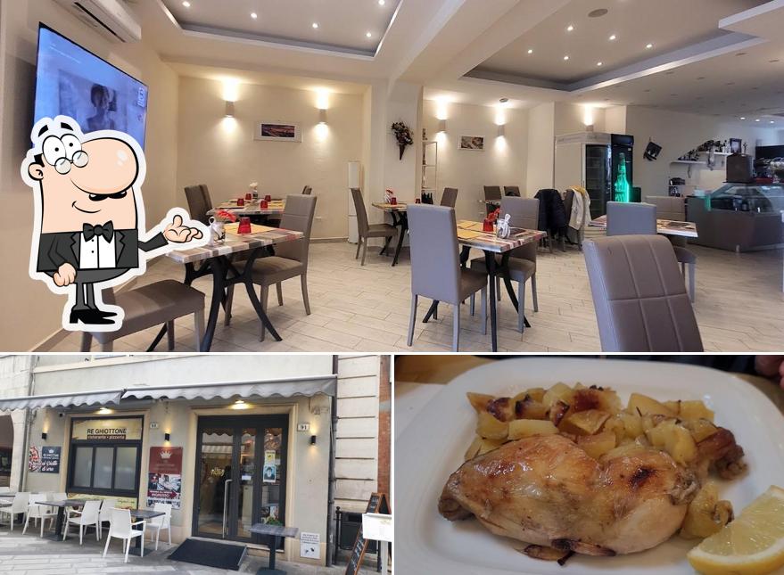 Tra le diverse cose da Ristorante Pizzeria Re Ghiottone si possono trovare la interni e cibo