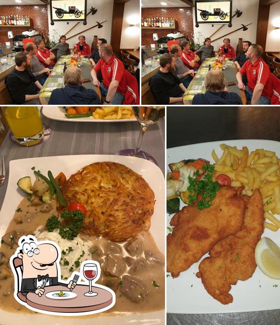Questa è la foto che mostra la cibo e interni di Restaurant Elggerhof in Elgg