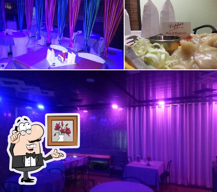 This is the photo showing interior and beverage at Copper Restaurant