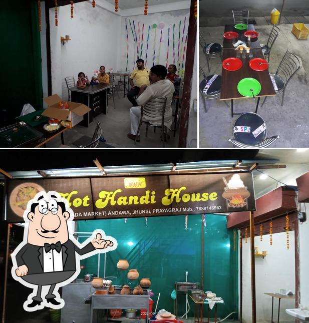 The interior of Hot Handi House Restaurant in Jhunsi