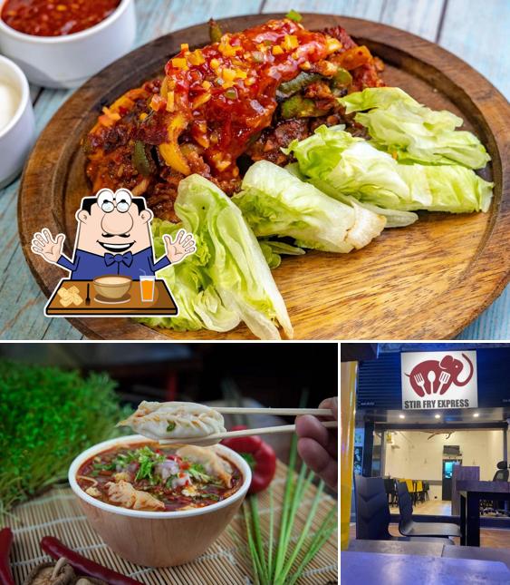 Among different things one can find food and interior at Stir Fry Express