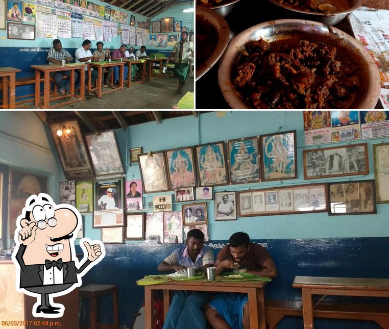 The picture of interior and food at Mappillai Gounder Restaurant