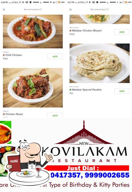 Food at New Kovilakam Restaurant