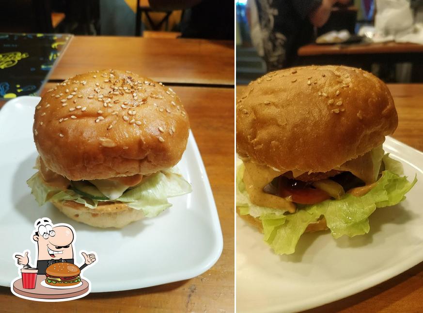 Get a burger at Burritos Café Shawarma Cafe
