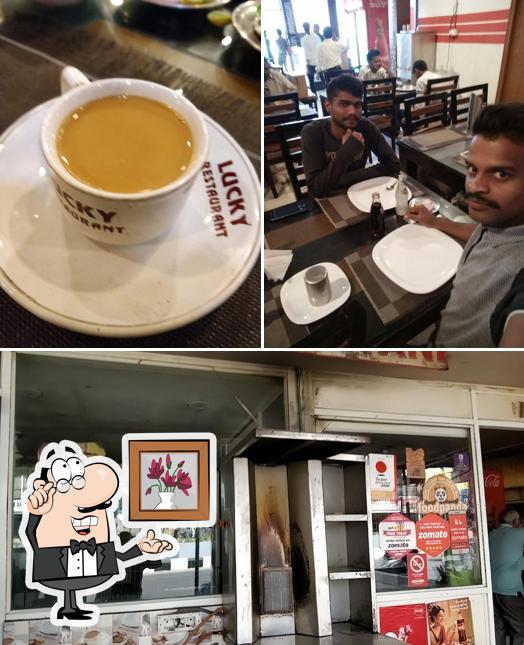 Among various things one can find interior and beverage at Lucky Restaurant