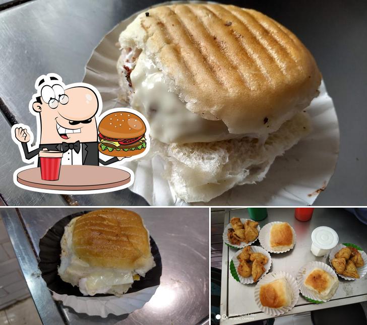 Try out a burger at King Vada Pav and samosa