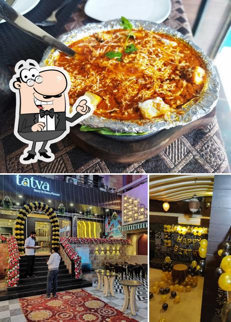 Among various things one can find interior and food at Tatva Restaurant Cafe & Lounge