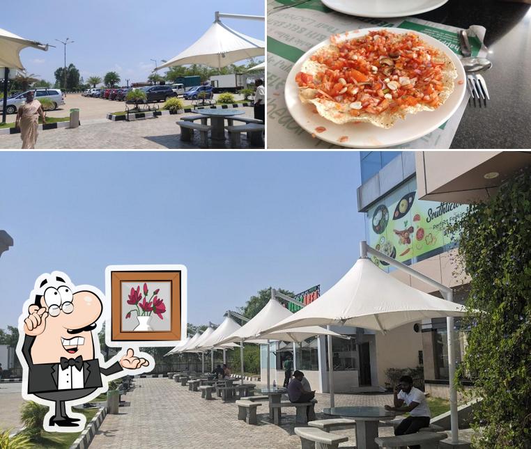 This is the picture depicting interior and food at VEGETAREA
