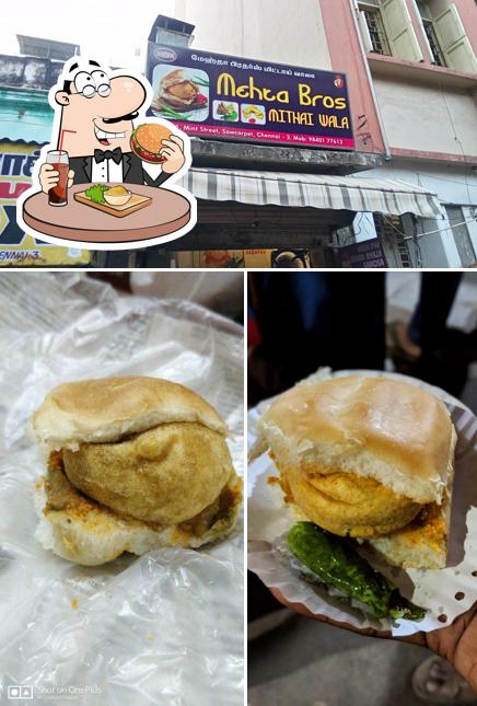 Get a burger at Mehta Brothers mithai wala