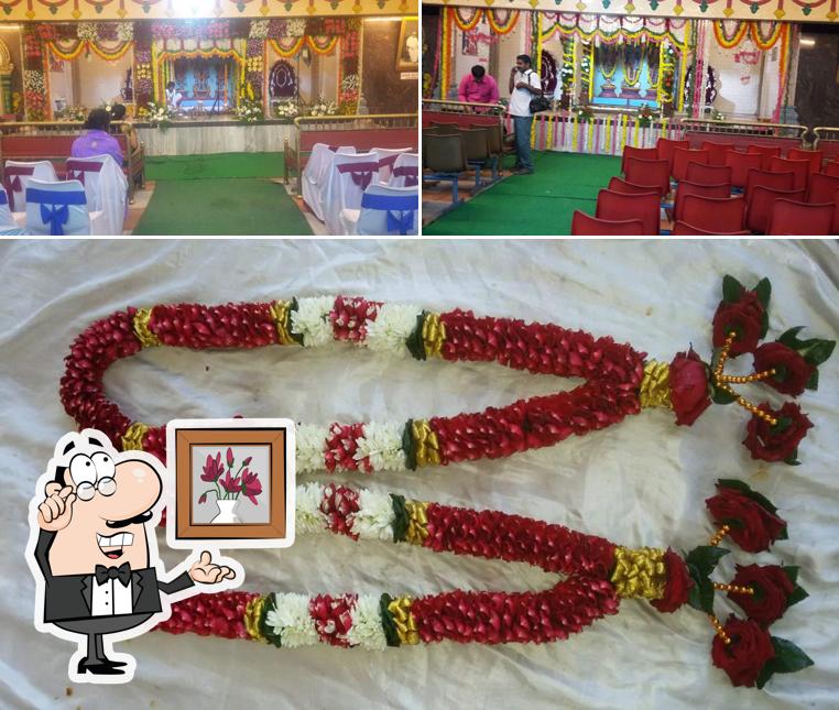 Take a look at the picture showing interior and food at Tirumala Marriage Contractors Marriages in Tirumala Marriage halls