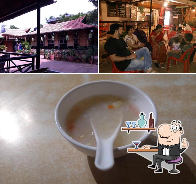 The restaurant's interior and food