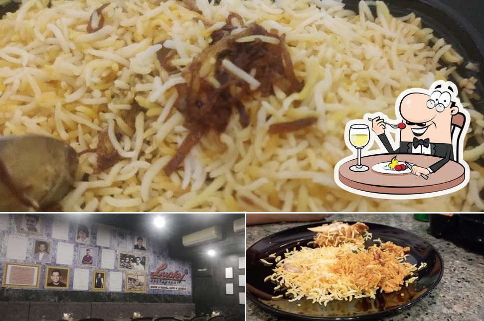 This is the image depicting food and interior at Lucky Restaurant Thane