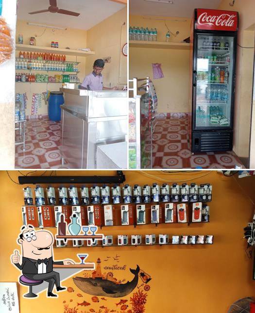 The restaurant's interior and alcohol