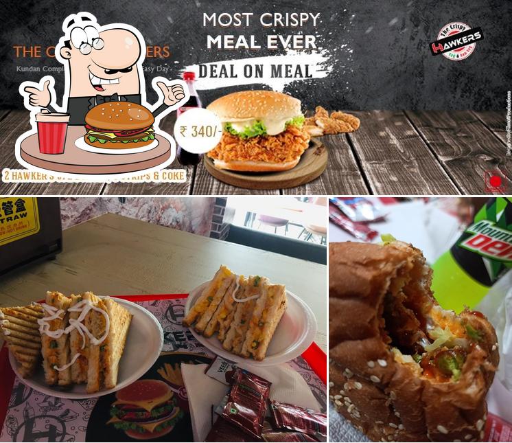 Get a burger at The crispy Hawkers,Sri Muktsar Sahib, Punjab