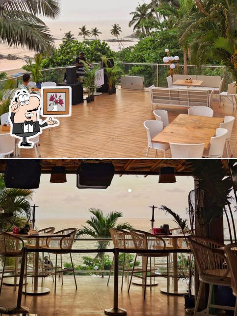 Take a seat at one of the tables at Noise Goa