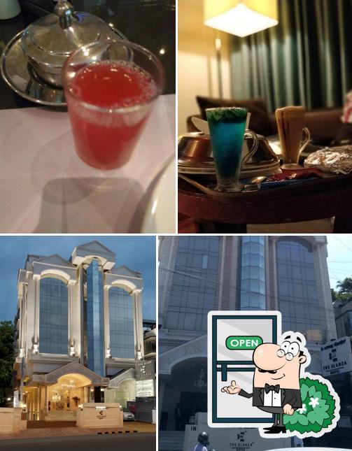 This is the picture showing exterior and drink at Cafe @ Elanza