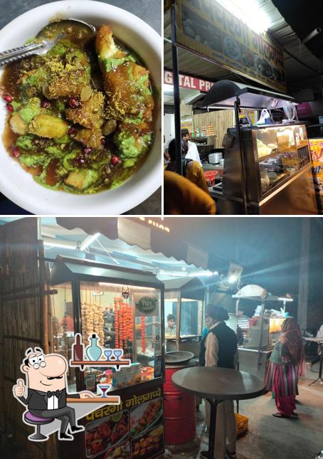 Take a look at the photo showing interior and food at Pachrangi Golgappe Kishan chaat shop