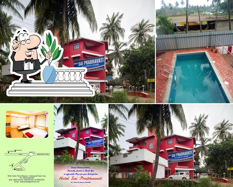 The exterior of Sai Prabhavati Hotel