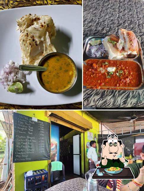 Take a look at the photo showing food and interior at Annapurna Hotel Palolem
