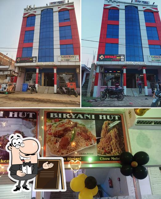 The restaurant's exterior and dessert