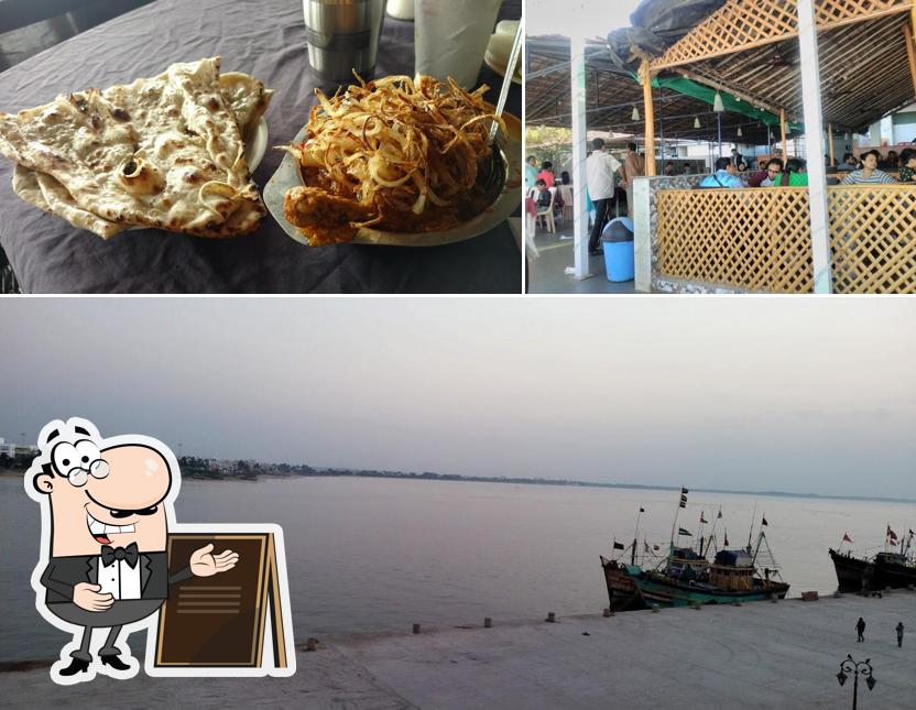 The restaurant's exterior and food