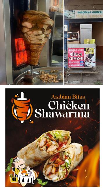 The image of Arabian bites shawarma’s food and exterior