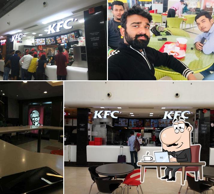 Take a seat at one of the tables at KFC