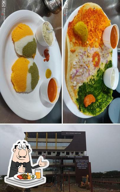 This is the image depicting food and exterior at Sri Durga Grandeur