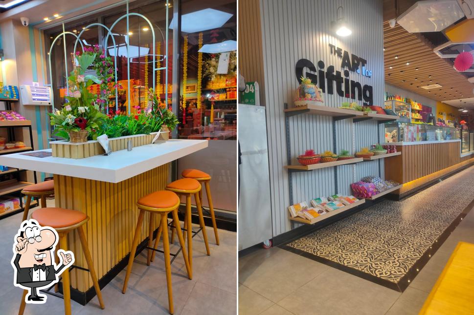 Take a seat at one of the tables at Haldiram's