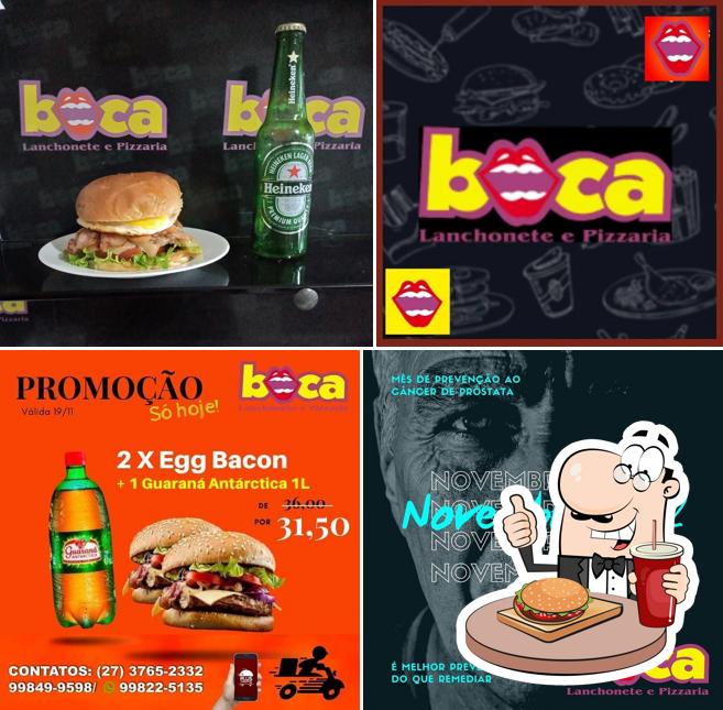 Experimente um dos hambúrgueres servidos no Boca Lanchonete E Pizzaria