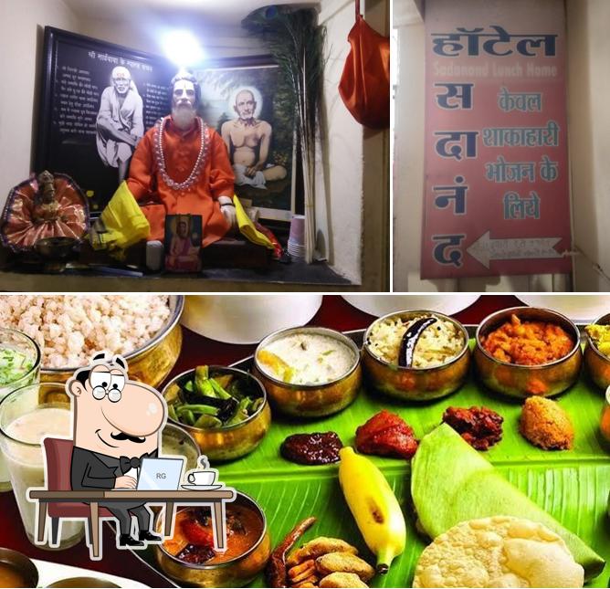 Take a look at the image showing interior and food at Hotel Sadanand
