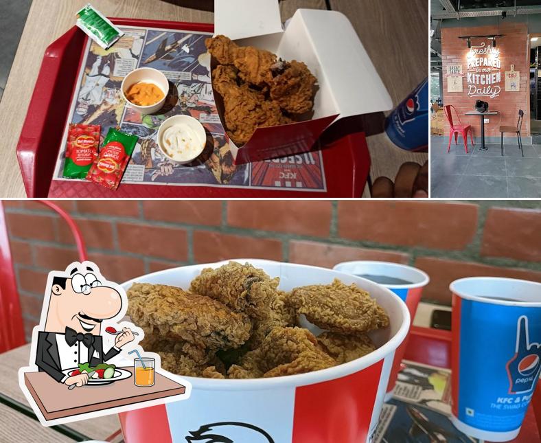 Take a look at the image depicting food and interior at KFC Gajuwaka