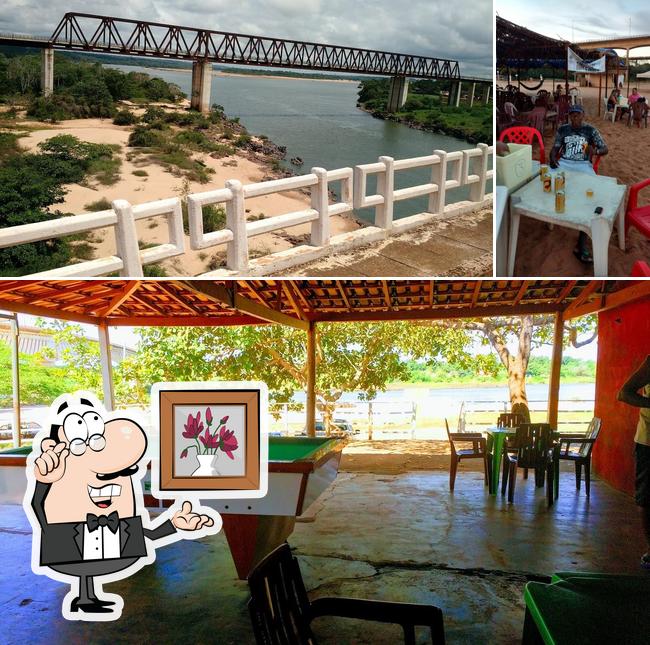A ilustração do Bar Beira Rio’s interior e exterior