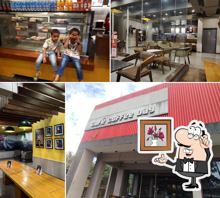 Take a seat at one of the tables at Café Coffee Day