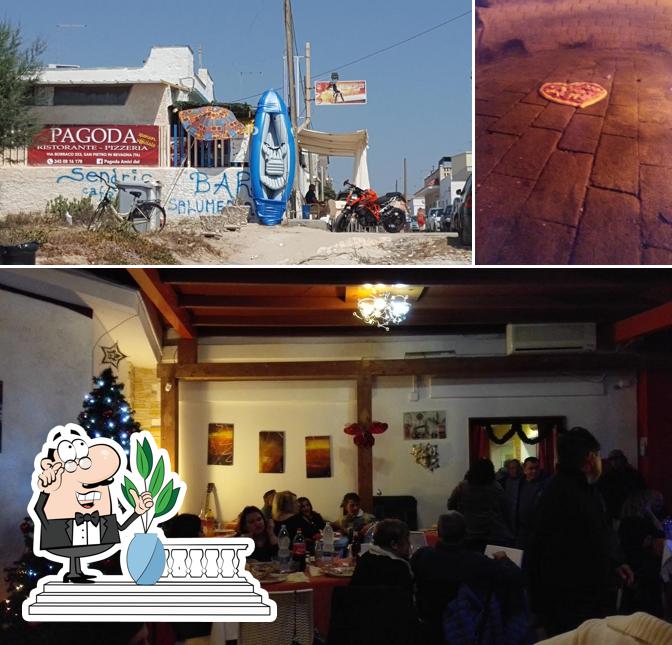 La esterno e tavolo da pranzo del ristorante