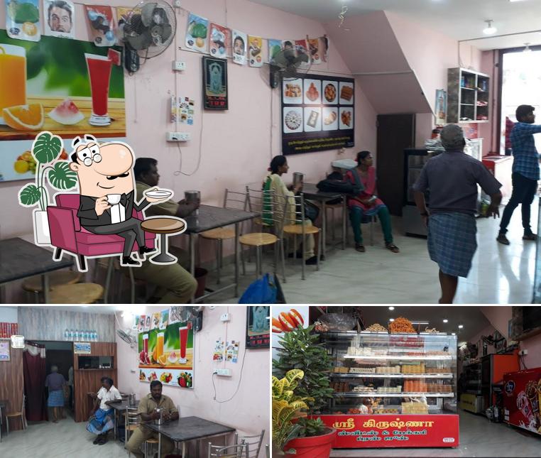 The restaurant's interior and food